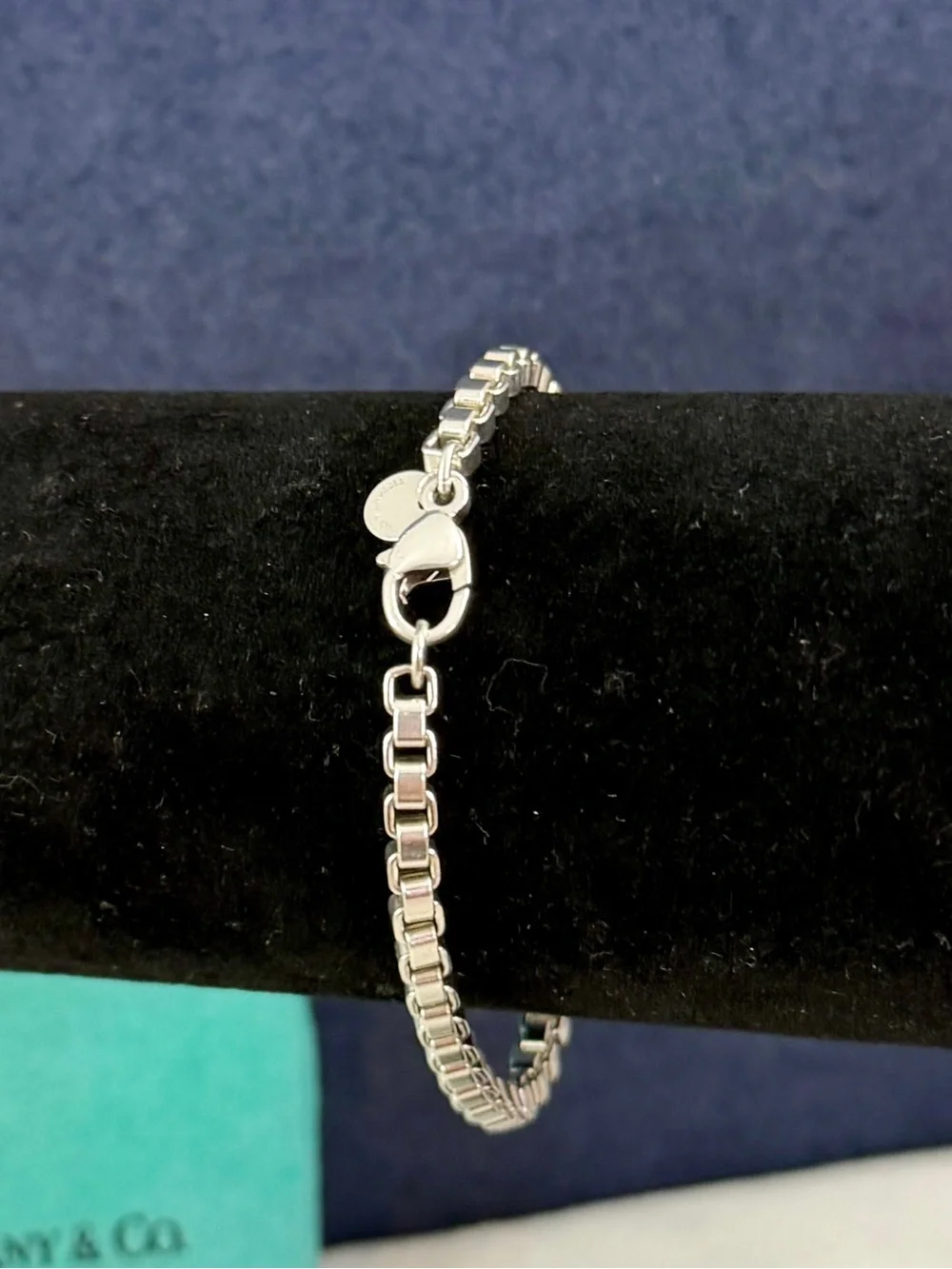 TIFFANY & CO. Sterling Silver Venetian Box Chain Bracelet 15.6g; 7.5” w/ COA